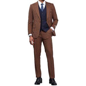 Brown/Navy Glen Plaid 3 Piece Stacy Adams Men's Suit
